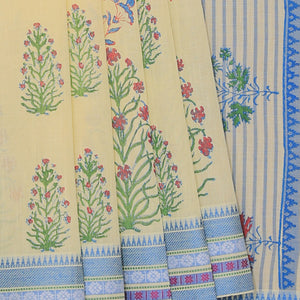 Hand block printed cotton saree