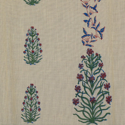 Hand block printed cotton saree