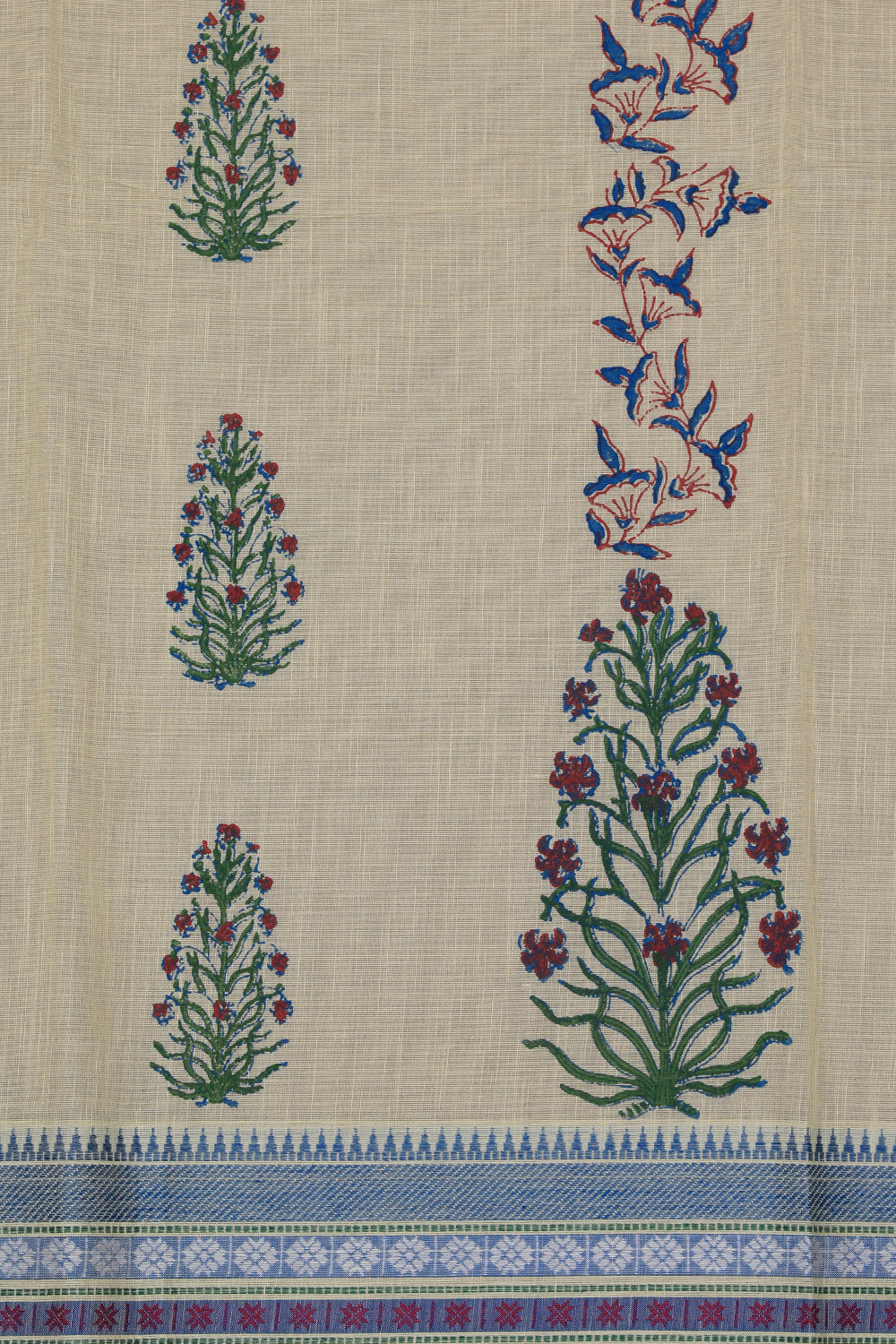 Hand block printed cotton saree