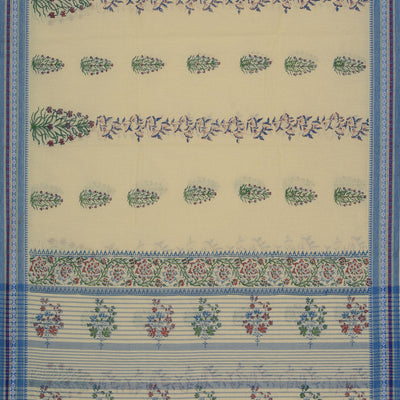 Hand block printed cotton saree
