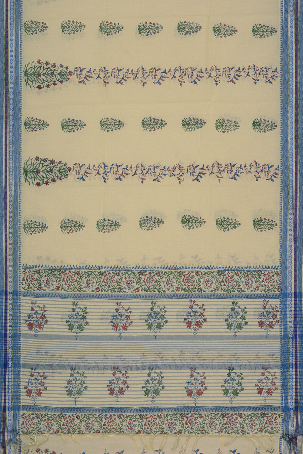 Hand block printed cotton saree