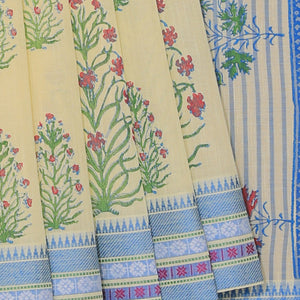 Hand block printed cotton saree