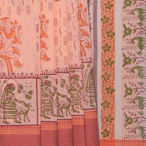 Hand block printed cotton saree