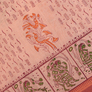 Hand block printed cotton saree