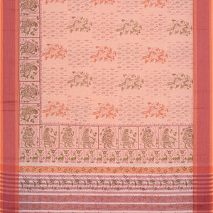 Hand block printed cotton saree