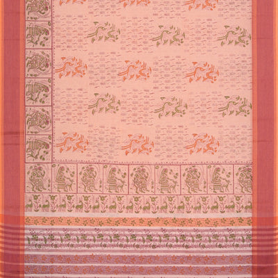 Hand block printed cotton saree