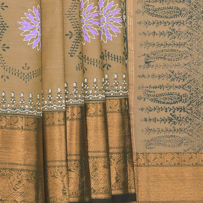 Hand block printed cotton saree