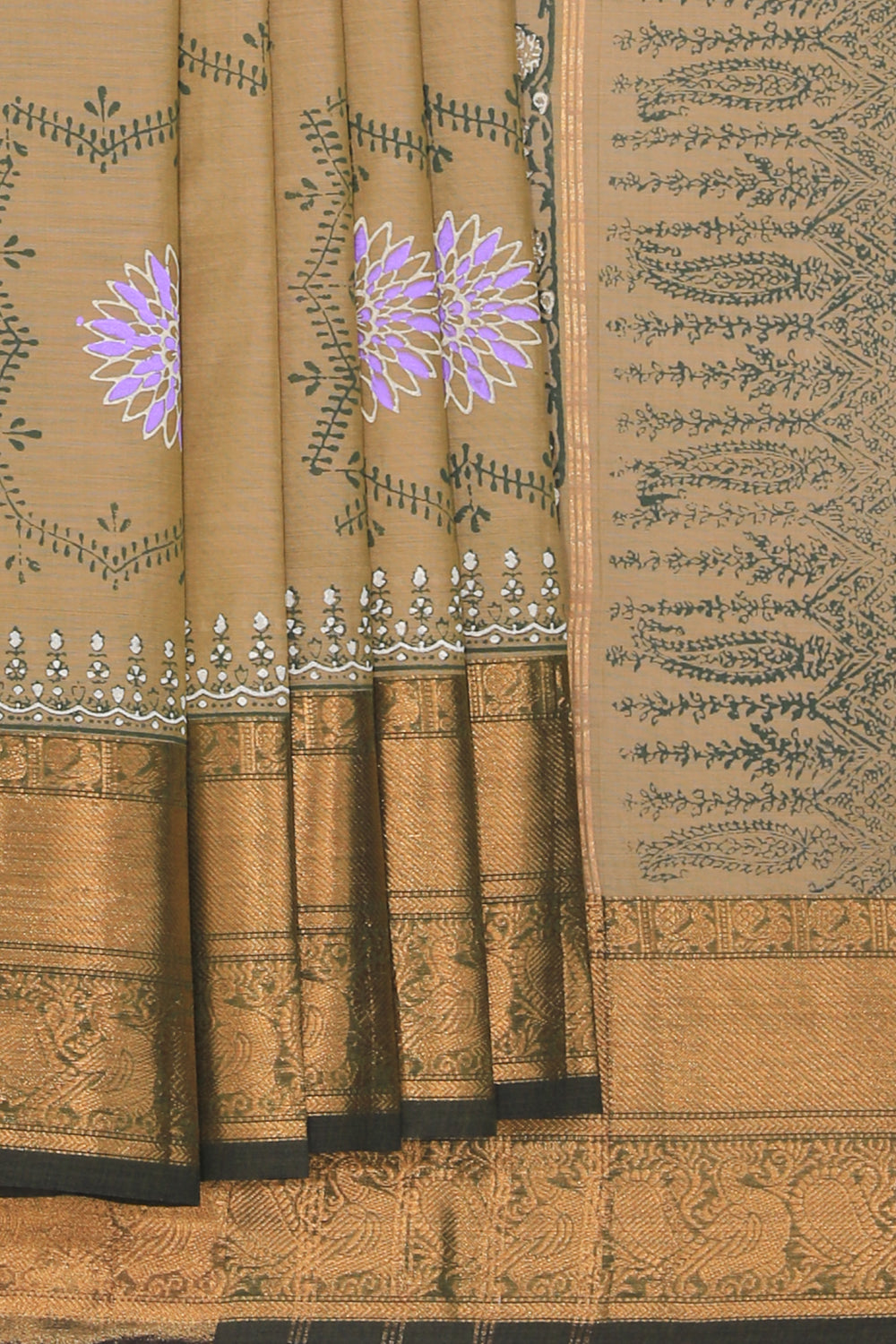 Hand block printed cotton saree
