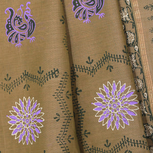 Hand block printed cotton saree