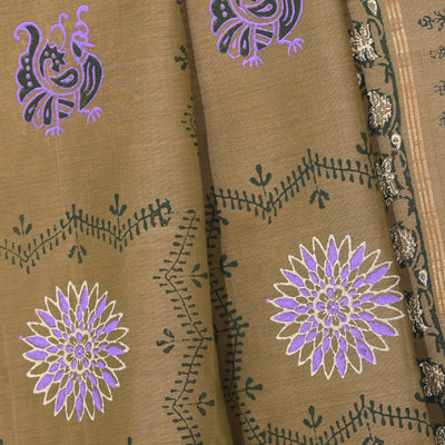 Hand block printed cotton saree