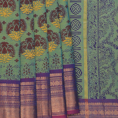 Hand block printed cotton saree