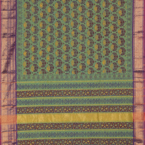 Hand block printed cotton saree