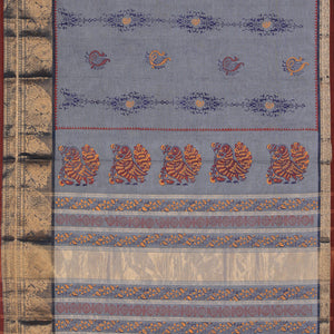 Hand block printed cotton saree