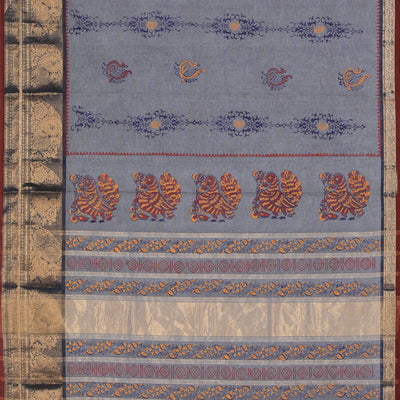 Hand block printed cotton saree