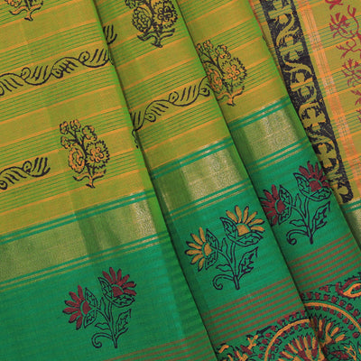 Hand block printed cotton saree