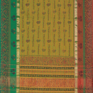 Hand block printed cotton saree