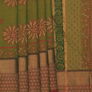 Hand block printed cotton saree