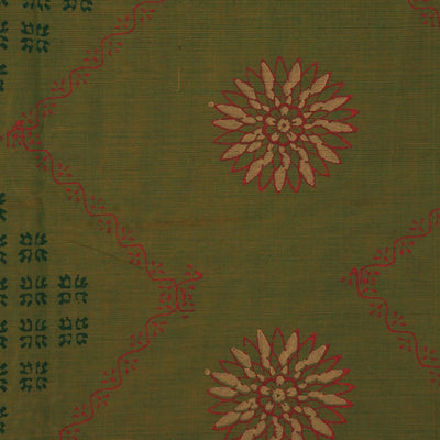 Hand block printed cotton saree