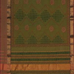 Hand block printed cotton saree