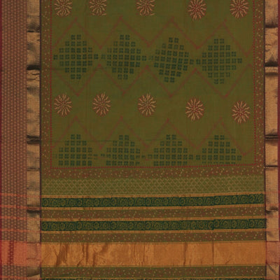 Hand block printed cotton saree