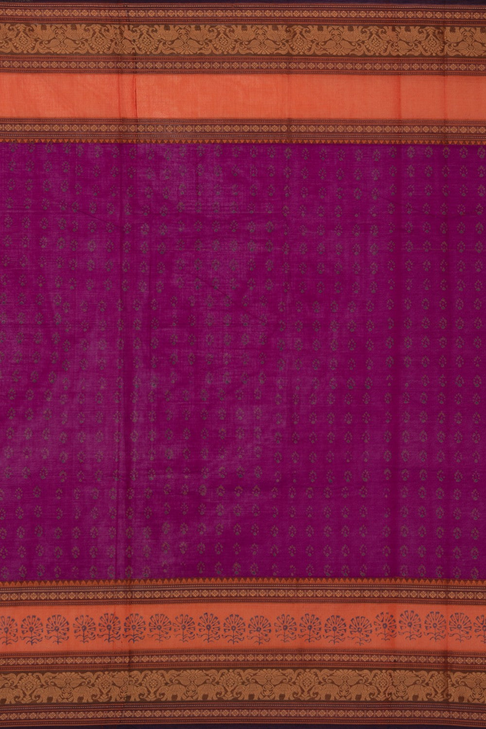 Hand block printed cotton saree