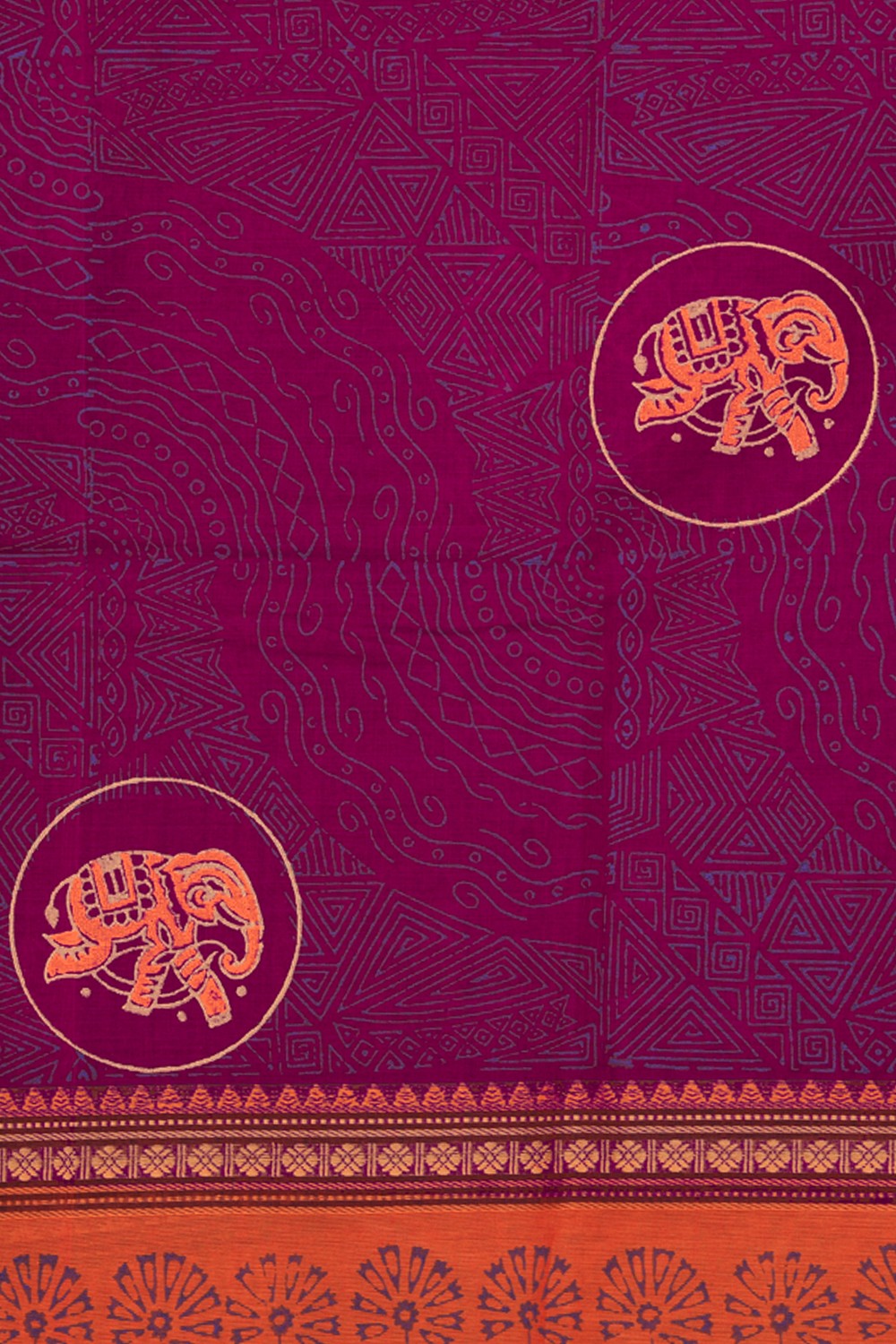 Hand block printed cotton saree