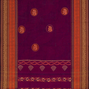 Hand block printed cotton saree
