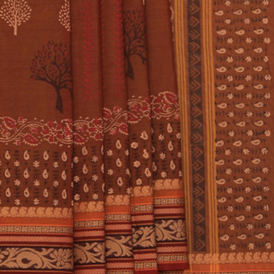 Hand block printed cotton saree