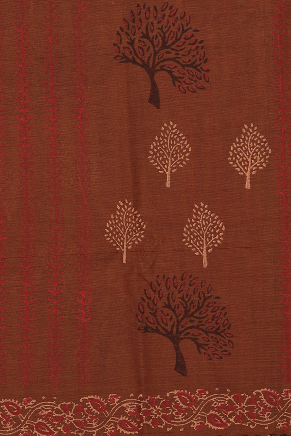 Hand block printed cotton saree