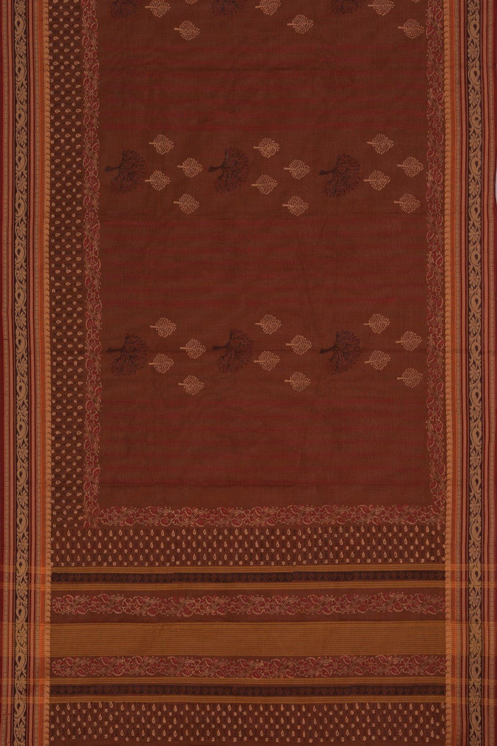 Hand block printed cotton saree