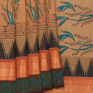 Hand block printed cotton saree