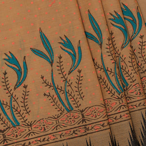 Hand block printed cotton saree