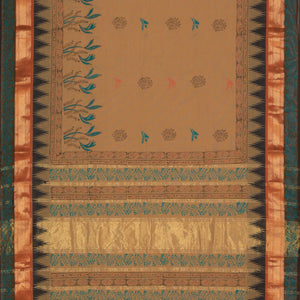 Hand block printed cotton saree