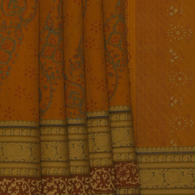 Hand block printed cotton saree