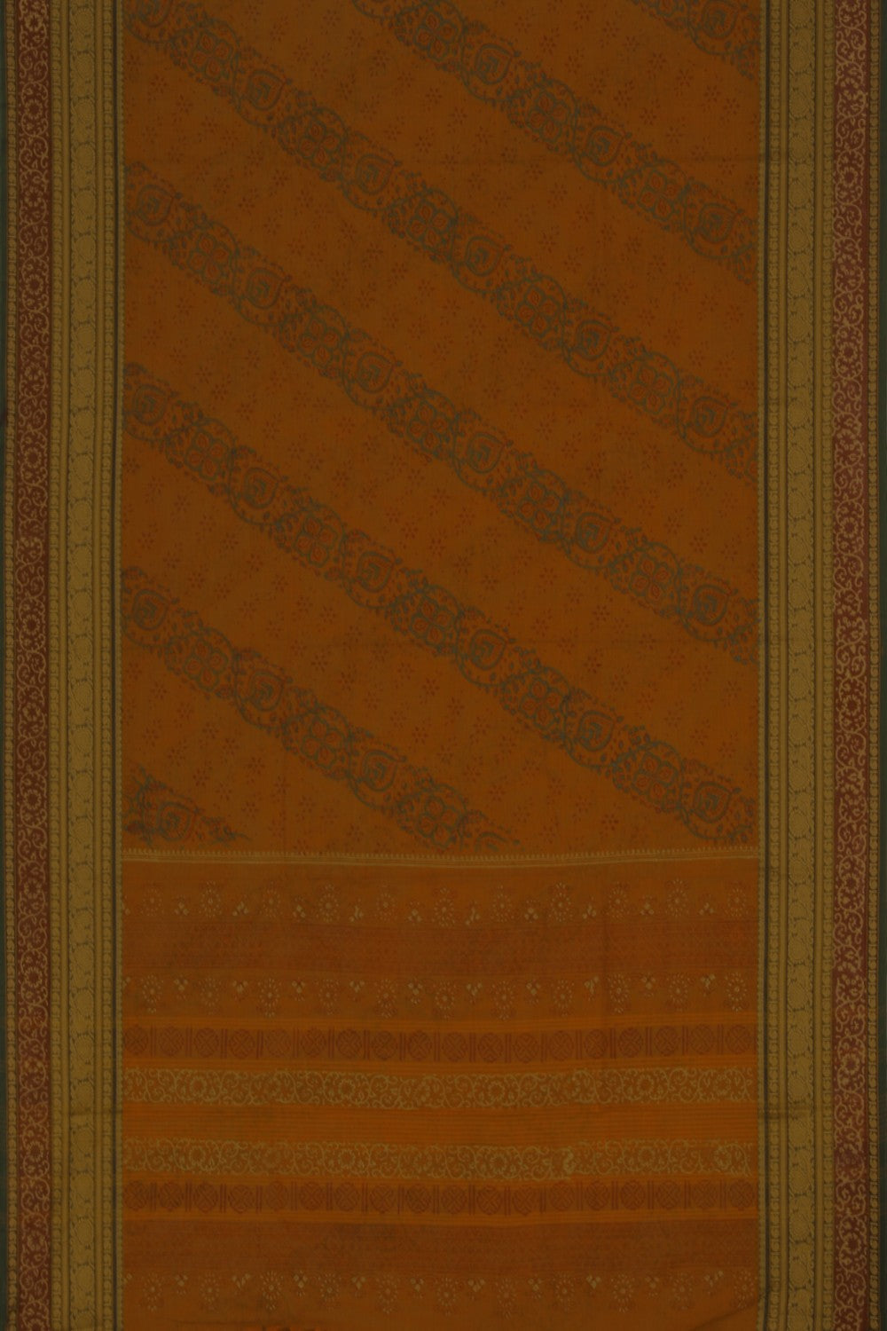 Hand block printed cotton saree