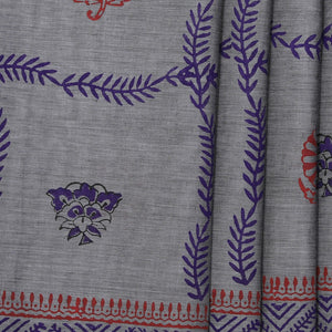 Hand block printed cotton saree