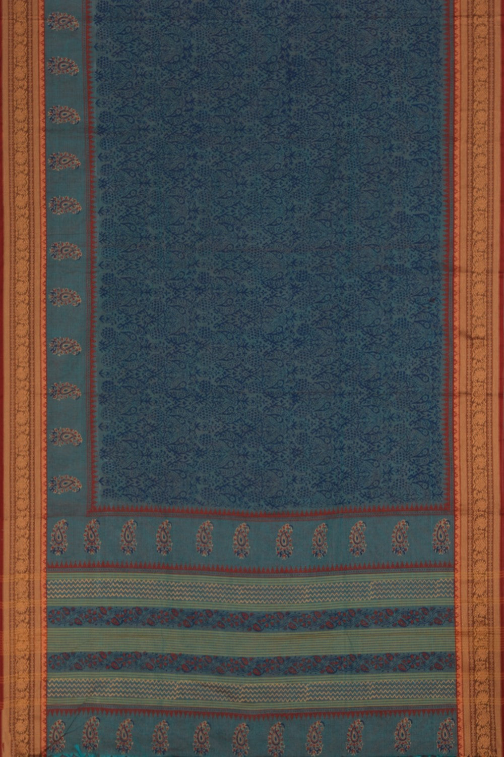 Hand block printed cotton saree