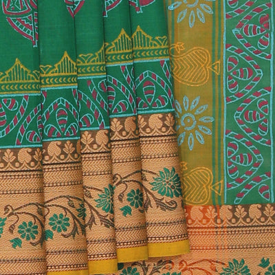 Hand block printed cotton saree