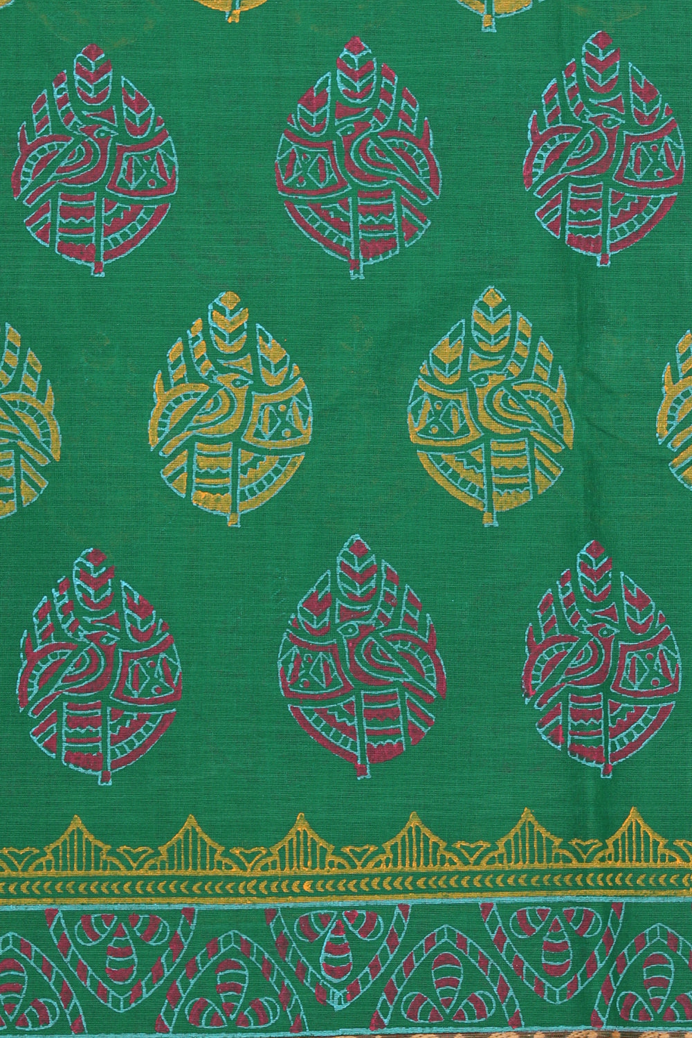 Hand block printed cotton saree