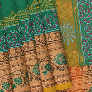 Hand block printed cotton saree