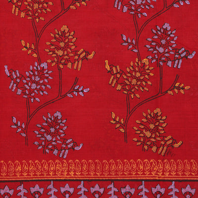 Hand block printed cotton saree
