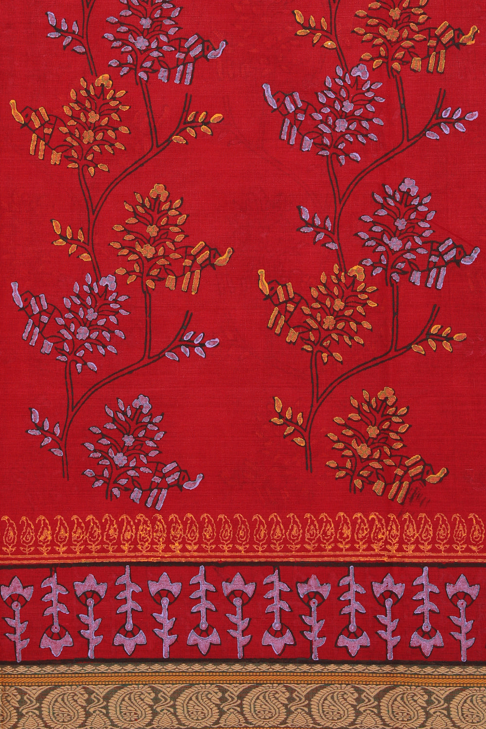 Hand block printed cotton saree