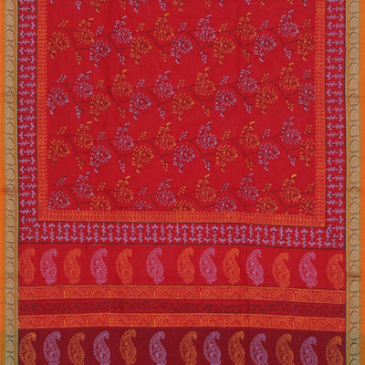 Hand block printed cotton saree