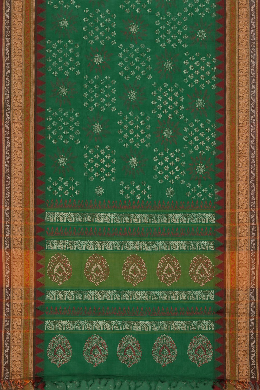 Hand block printed cotton saree