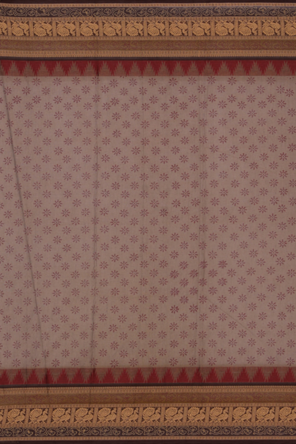 Hand block printed cotton saree