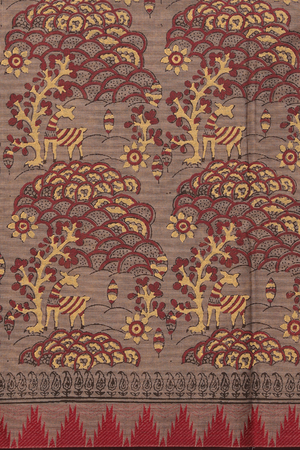 Hand block printed cotton saree