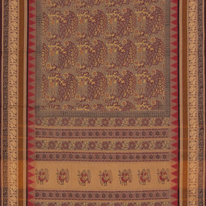 Hand block printed cotton saree