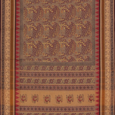 Hand block printed cotton saree