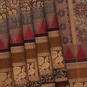 Hand block printed cotton saree