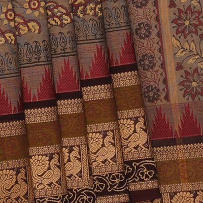 Hand block printed cotton saree